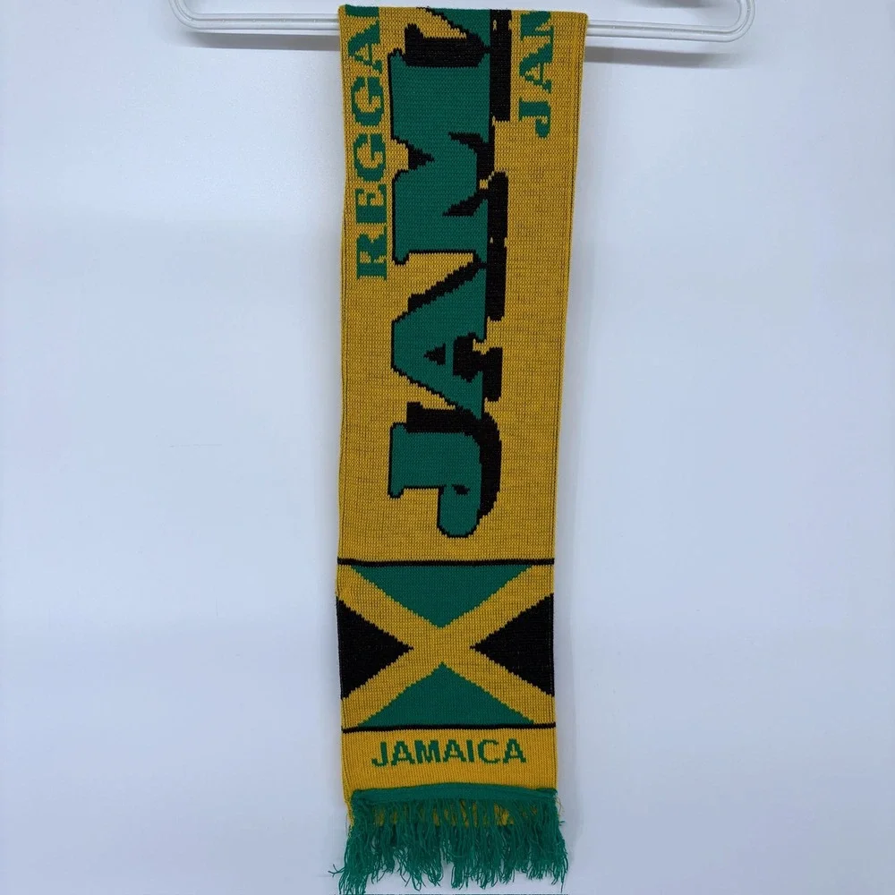 Jamaica Soccer‎ Scarf Yellow Green National Team Futbol Fringe 52 Inches
